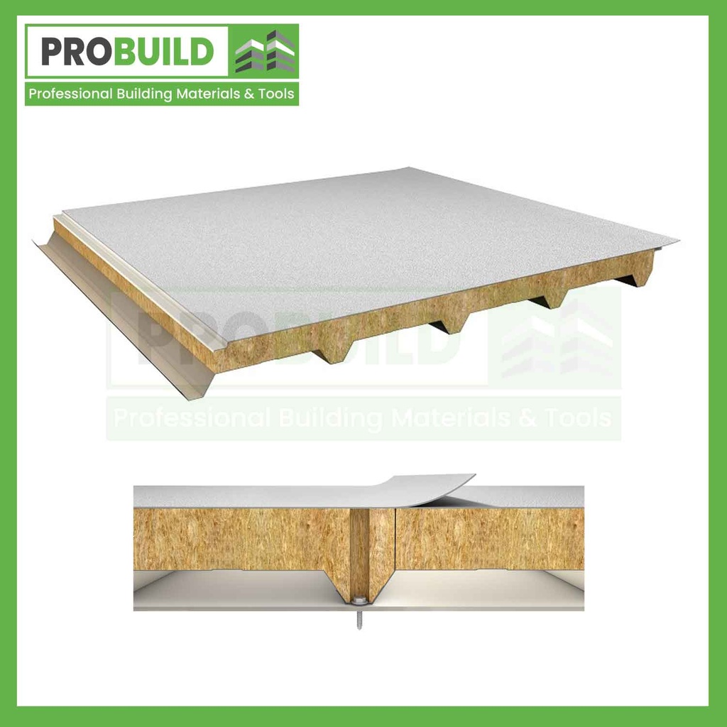 Rock Wool Insulated 5 Ribs Membrane Roof Panel-Double Sheet
