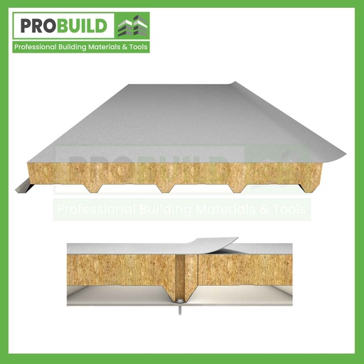 Rock Wool Insulated 5 Ribs Membrane Roof Panel-Single Sheet